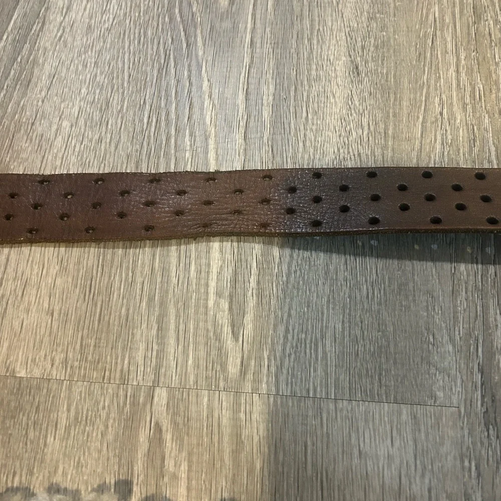 Woman’s Brown Leather Belt with Gold Buckle distressed look